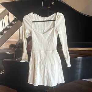 Reformation White Ribbed sweater Dress
